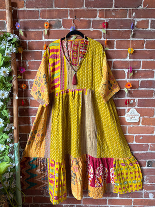 Coffee In The Morning Kantha Dress - Fits up to 3X