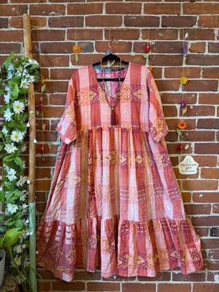 Coffee In The Morning Kantha Dress - Fits up to 3X