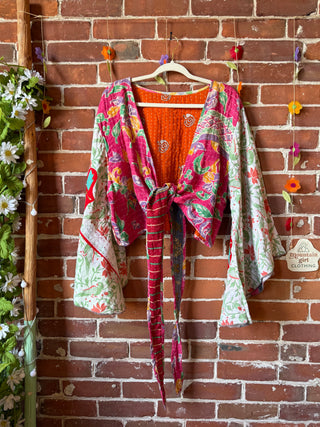 Nova Kantha Bell Sleeve Reversible Wrap Top - 100% Cotton - Fair Trade Made