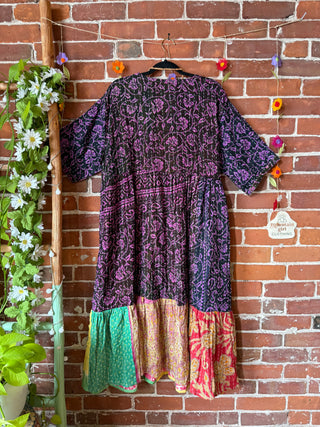 Coffee In The Morning Kantha Dress - Fits up to 3X - 100% Cotton- Fair Trade Made