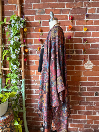 Wildflower Goddess Flowy Woven Fringe Kimono Ruana - Made In Canada