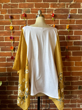 Daisy Dolly Parton Inspired Golden Yellow Embroidered Poncho