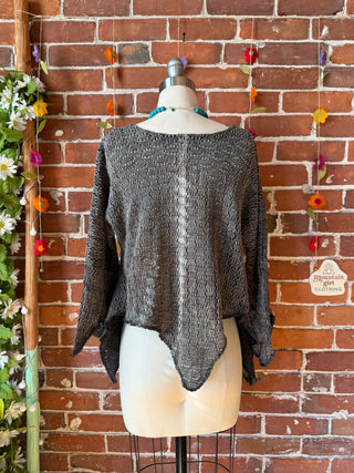 Moon Catcher Crochet Fairy Hem Bell Sleeve Cropped Top - 100% Cotton - Fair Trade Made