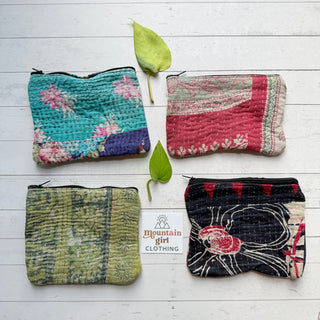Mystery Print Vintage Kantha Coin Purse - Fair Trade Made
