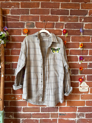 OOAK Autumn Collection- Unisex Size M Upcycled Taylor Swift Inspired Button Up Plaid Flannel Top
