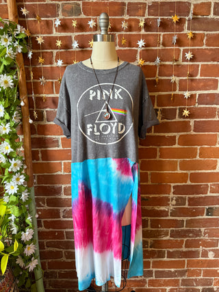 OOAK Autumn Collection - Size Large Upcycled Pink Floyd Inspired Flowy Tie Dye Tunic Tee