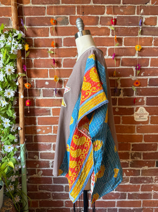OOAK Autumn Collection- Upcycled  Poncho Tee