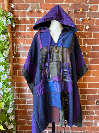 Juniper Patchwork Poncho Hoodie-Multiple Colors Available - Fair Trade Made