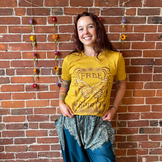 Free Spirit Butterfly TShirt - Golden Yellow