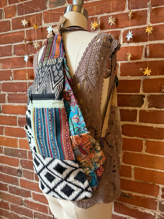 Bohemian Upcycled Patchwork Triangular Backpack