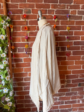 Cream 100% Cotton Gauze Boho Light Kimono Layer
