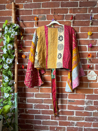 Plus Size Nova Kantha Bell Sleeve Wrap Top- 100% Cotton - Fair Trade Made