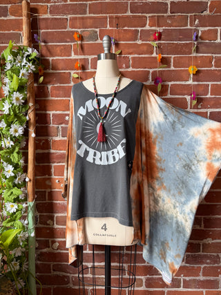 OOAK Summer Collection- Upcycled Moon Tribe Flowy Tie Dye Tunic Poncho