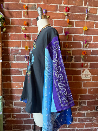 OOAK Summer Collection- Upcycled Areosmith Inspired Bandana Poncho Tee