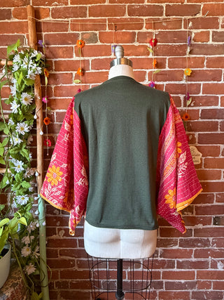 OOAK Autumn Collection- Cosmic Drift Kantha Upcycled Poncho Tee