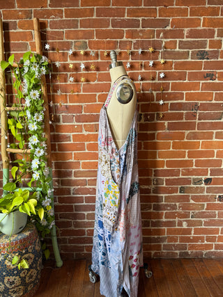 Solstice Flowy Patchwork Jumper Dress - Light Lavender