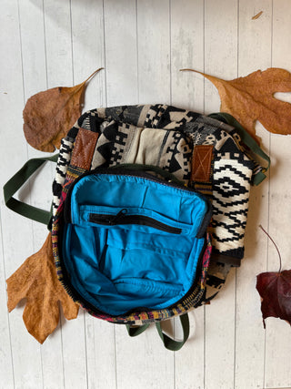 Bohemian Upcycled Patchwork Woven Mini Backpack