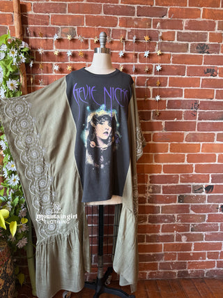 Stevie Silver Springs Hybrid Sage Embroidered Hi Lo Poncho Top