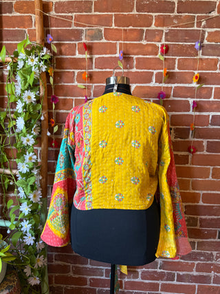 Reversible Plus Size Nova Kantha Bell Sleeve Wrap Top