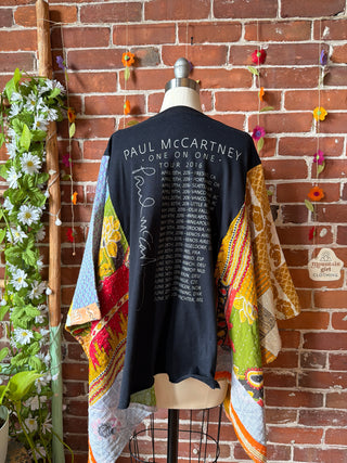 OOAK Summer Collection- Upcycled Paul McCartney Tour 2016 Inspired Kantha Poncho Tee