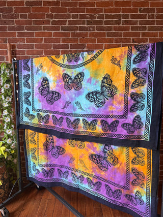 100% Cotton Tie Dye Butterfly Mandela 🦋 Tapestry / Wall Hanging - Fair Trade Made