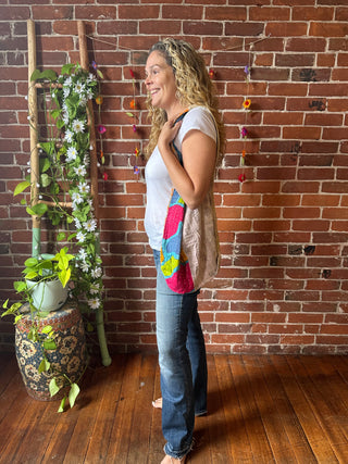 Willa Mystery Print Patchwork Kantha Hobo Style Purse Bag Handbag - Fair Trade Made