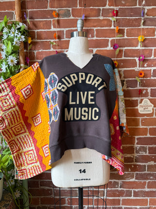 OOAK Autumn Collection- Upcycled Support Live Music Poncho