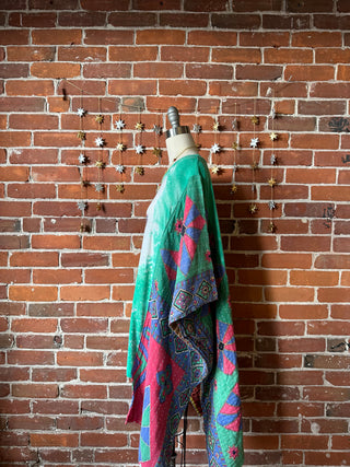 Upcycled Van Halen Kantha Poncho Hi Lo Top