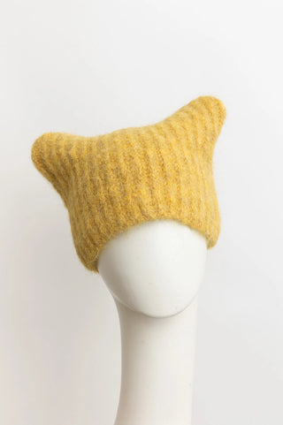 Soft Cat Ear Style Beanie Hat in Sunshine Yellow