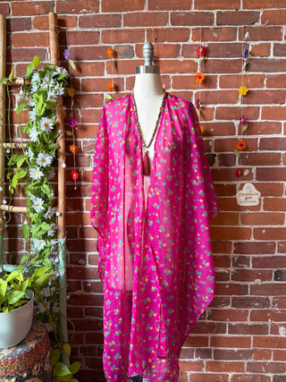 Summer Dreams 100% Silk Poncho Robe- Fair Trade Made