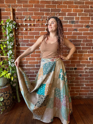 Afternoon Tea 100% Cotton Upcycled Patchwork Wrap Skirt