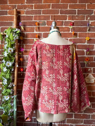 OOAK Summer Collection - Reversible Cosmic Drift Kantha Poncho Top - 2 Tops in 1