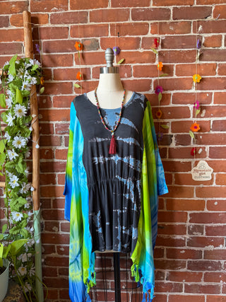 OOAK Summer Collection- Upcycled Tie Dye Flowy Poncho Top
