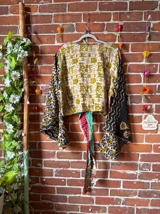 Plus Size Nova Kantha Bell Sleeve Wrap Top- 100% Cotton - Fair Trade Made