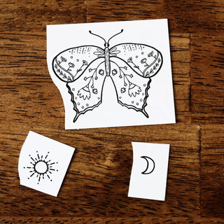 Butterfly Sun + Moons Tattoo - Small Business Made