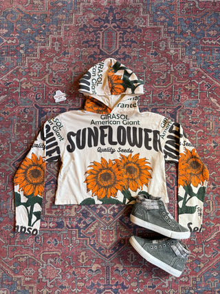 Cotton Sun Flower Cropped Hoodie Sweatshirt - Fair Trade Made