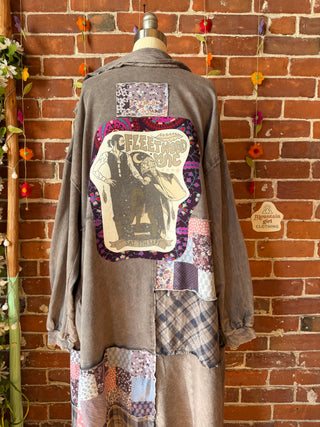 OOAK Summer Collection - Upcycled Fleetwood Mac Patchwork Print Long Button Up Duster