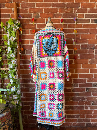 Grateful Dead Inpsired Crochet Granny Square Cardigan