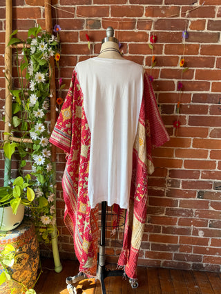 Upcycled Waylon Jennings + Willie Nelson Inspired Kantha Hi Lo Poncho Top