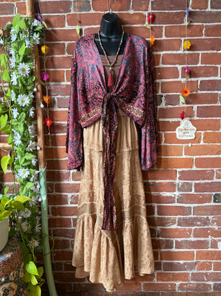 Plus Nova Upcycled Sari Cropped Wrap Top- 100% Silk- Fair Trade Made