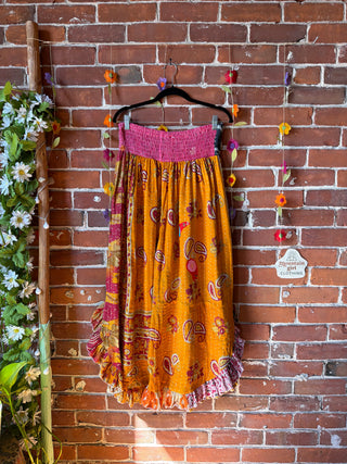 Coffee In The Morning Kantha Ruffle Wide Leg Lounge Pants - Fits up to 2X - Fair Trade Made