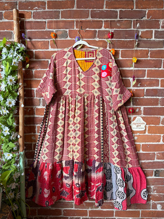 Coffee In The Morning Kantha Dress - Fits up to 3X