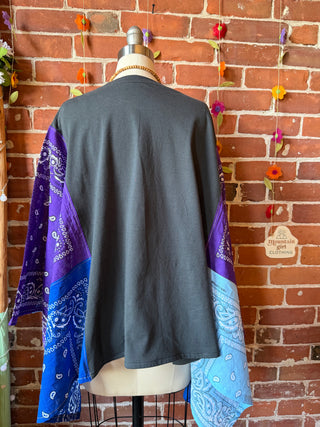 OOAK Summer Collection- Upcycled Areosmith Inspired Bandana Poncho Tee