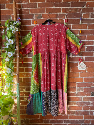 Coffee In The Morning Kantha Dress - Fits up to 3X - 100% Cotton- Fair Trade Made