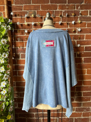 OOAK Winter Collection - Upcycled Kantha Peace Sign Patchwork Poncho Style Top 🌼