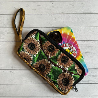 Upcycled Embroidered Long Wallet / Wristlet