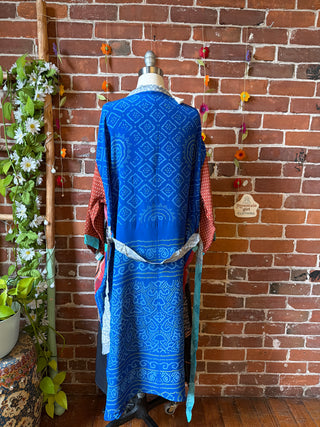 Summer Dreams 100% Sari Silk Robe Kimono w/ Pockets + Belt - Fair Trade Made