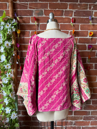 Cosmic Drift Reversible Kantha Poncho Top