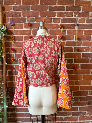 Reversible Nova Kantha Bell Sleeve Wrap Top