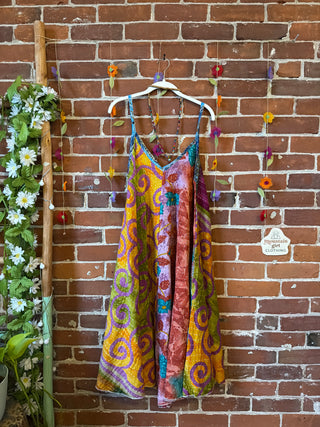 Coffee In The Morning Midi Kantha Summer Dress With Pockets - Fits up to 2X